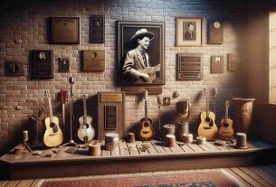 Realistically depicted high-definition photograph of a symbolic space dedicated to commemorate a pioneer in the field of music. Scene includes musical instruments, plaques and biographical details, and other relevant memorabilia associated with the trailblazing musician's life and career.