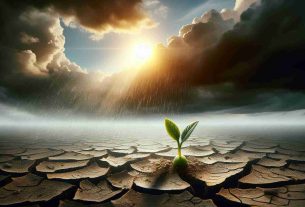 Realistic image in high definition showcasing the themes of acknowledging growth and overcoming adversity. Imagine a sprout emerging from cracked, dry ground, reaching towards a sun that is just breaking through storm clouds. The sprout can symbolize growth and rebirth, and the difficult ground and clouds represent adversity.